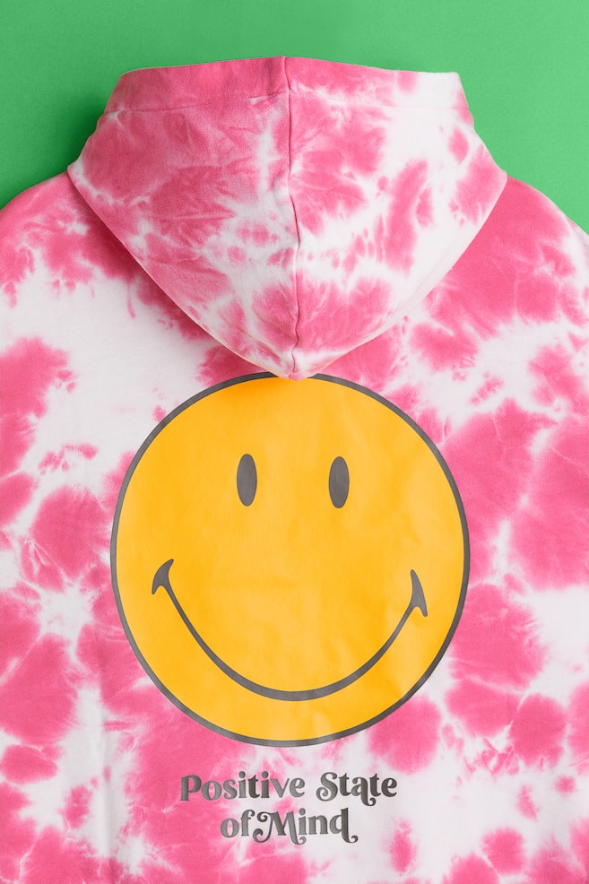 Relaxed Fit Patterned hoodie - Pink/Smiley® - 4