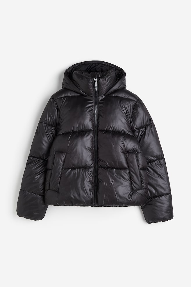 Hooded puffer jacket - Black/Natural white - 2