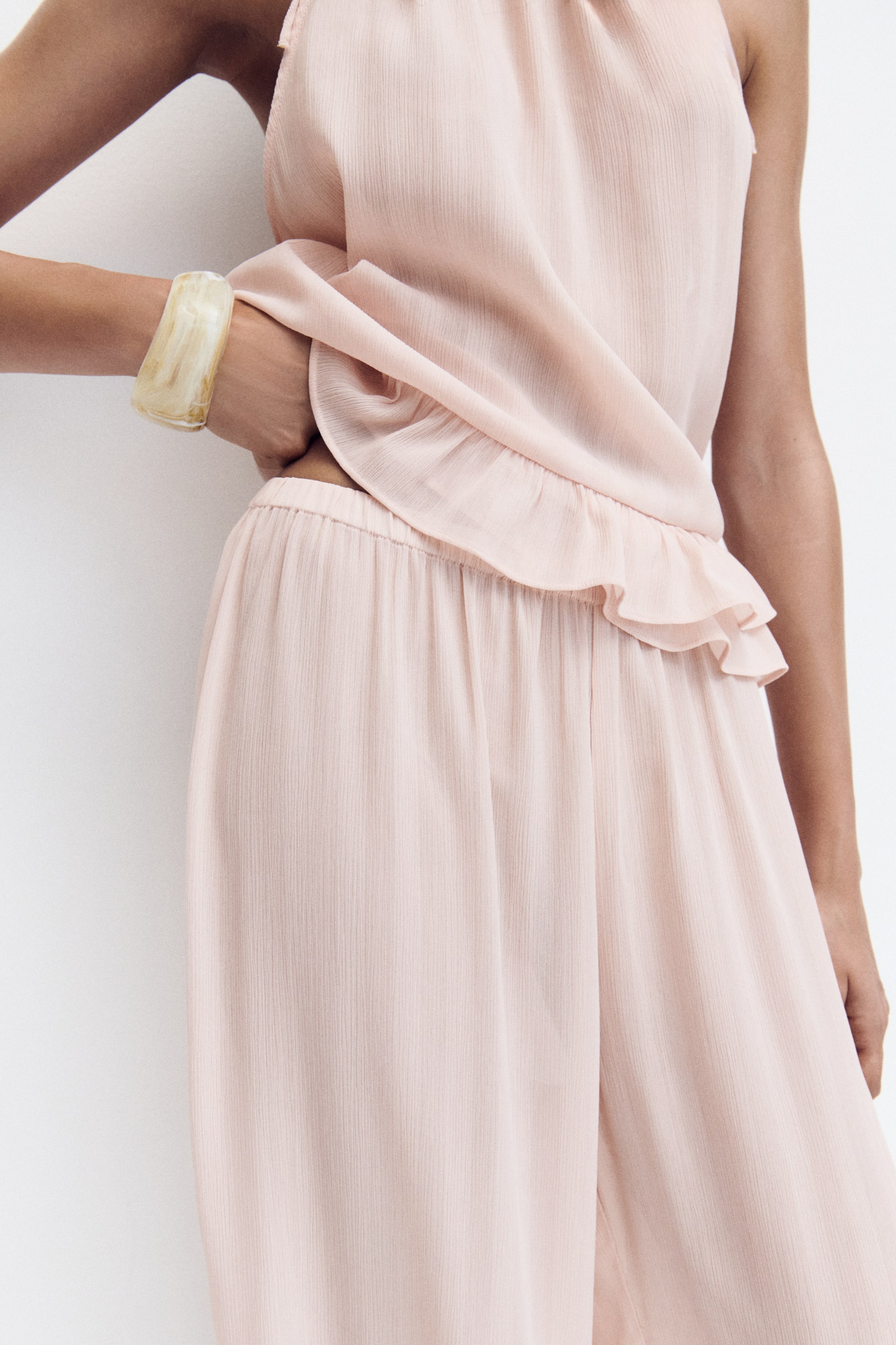 Crinkled Balloon-Leg Pants