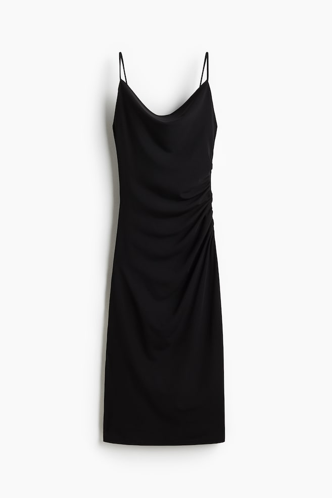 Abito a spalline in interlock - Nero/Nero/fiori - 1