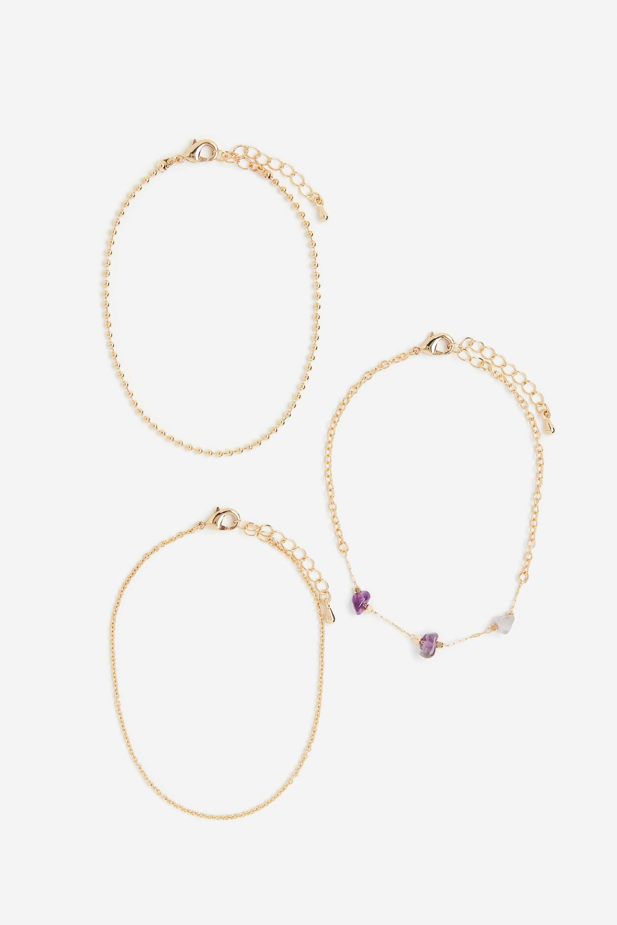 3pack anklets Goldcoloured/Purple Ladies H&M GB