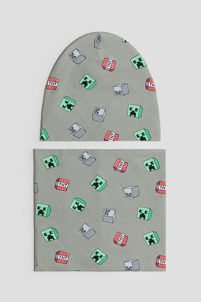 Ensemble 2 pièces bonnet et snood - Vert kaki clair/Minecraft/Turquoise ancien/Hot Wheels/Gris foncé/Minecraft/Gris foncé/Spider-Man - 1