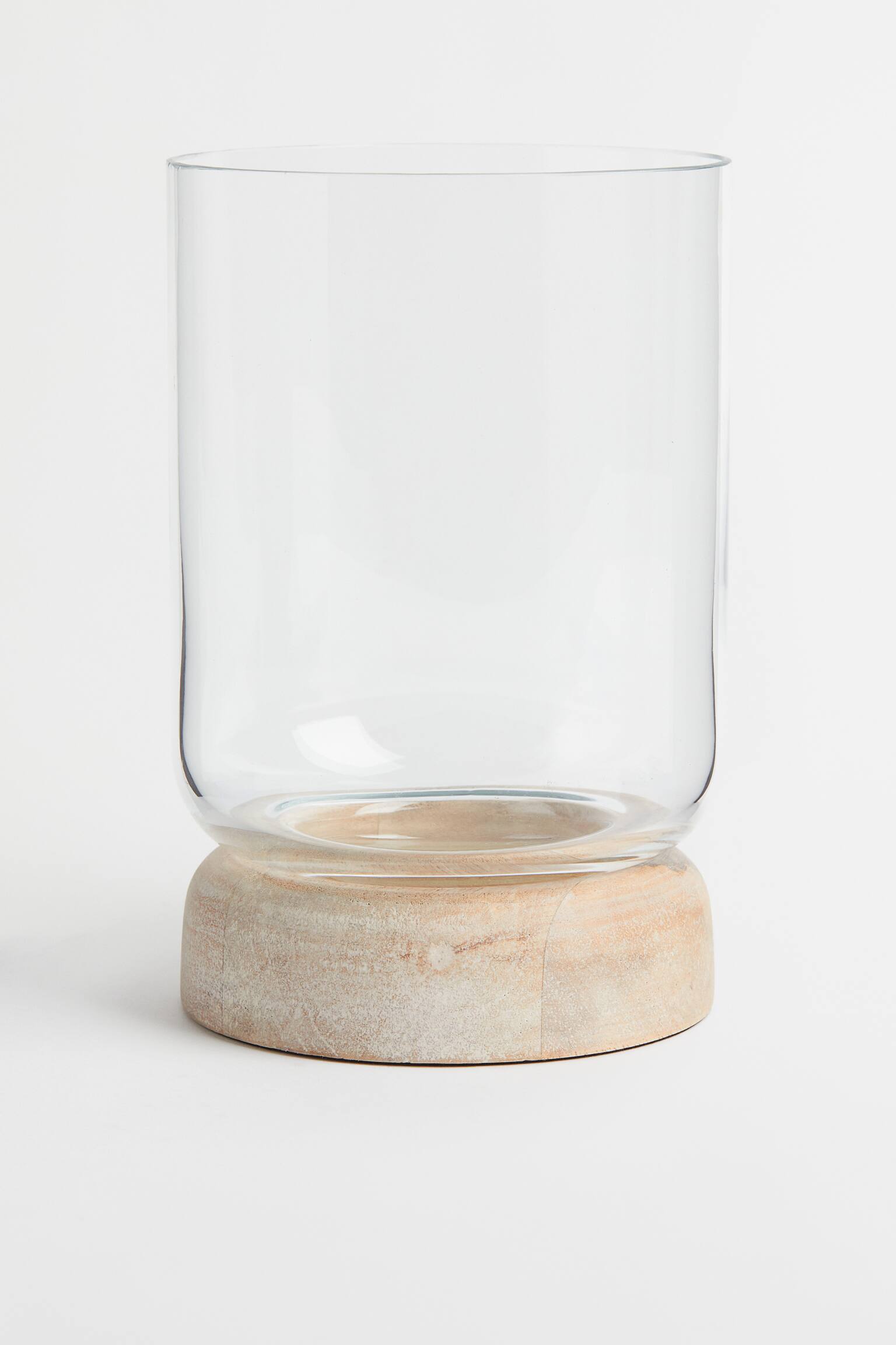 מעמד לנר מעץ וזכוכית - Beige/Clear glass - Home All | H&M IL