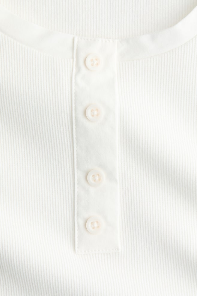Ribbed Cotton Top-White - 3