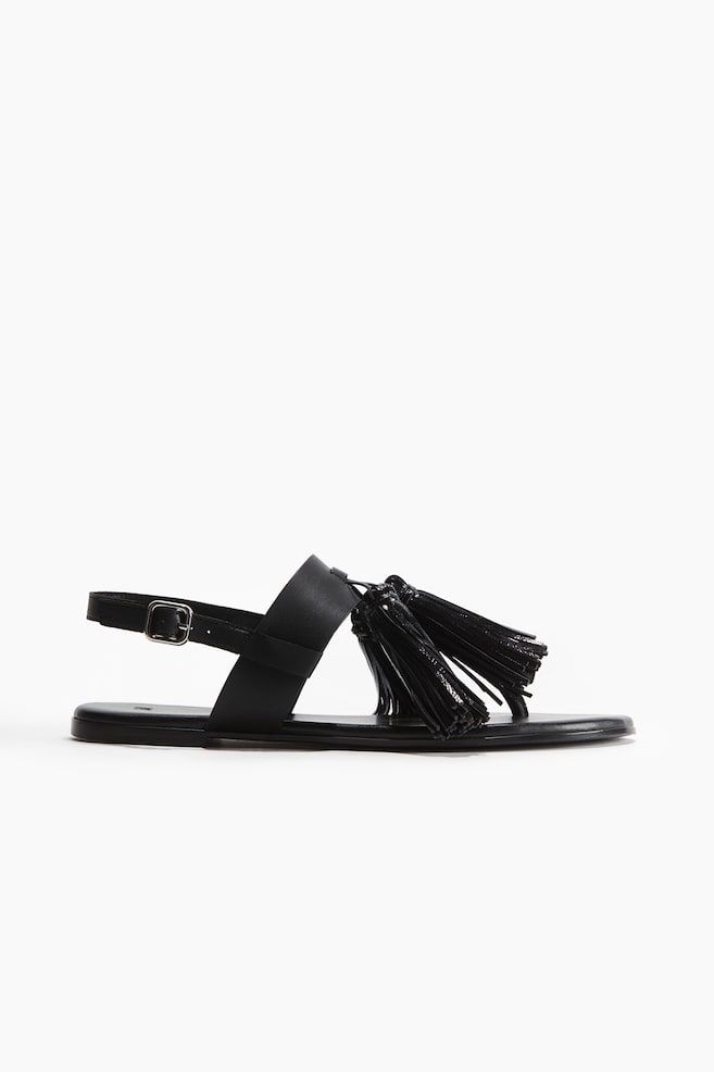 Tasselled sandals - Black/Gold-coloured - 1