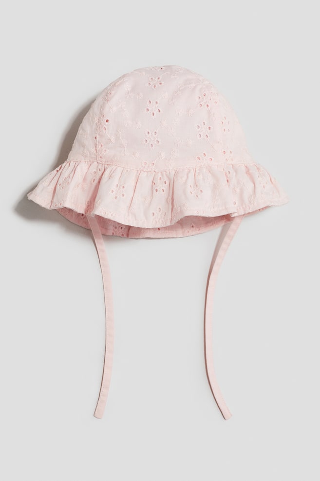 Broderie anglaise cotton sun hat - Light pink/Cream/White/Light blue - 1