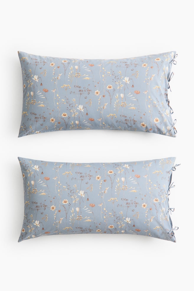 2-Pack Floral Pillowcases - Dusty blue/floral/Light beige/floral/Powder pink/floral - 1