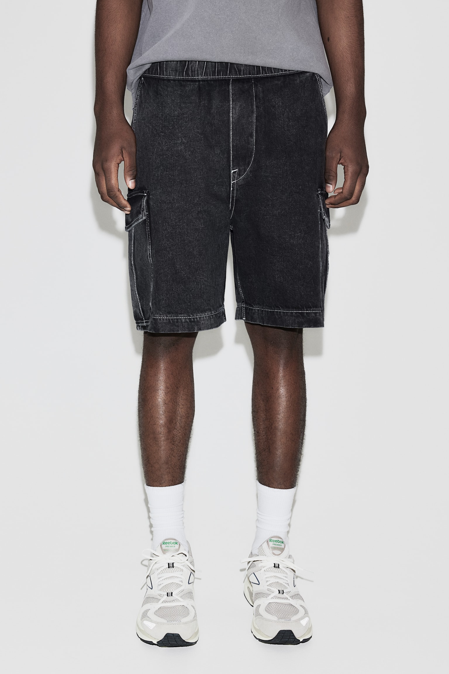 Loose Denim cargo shorts - Denim black/Navy blue/Light denim blue - 3