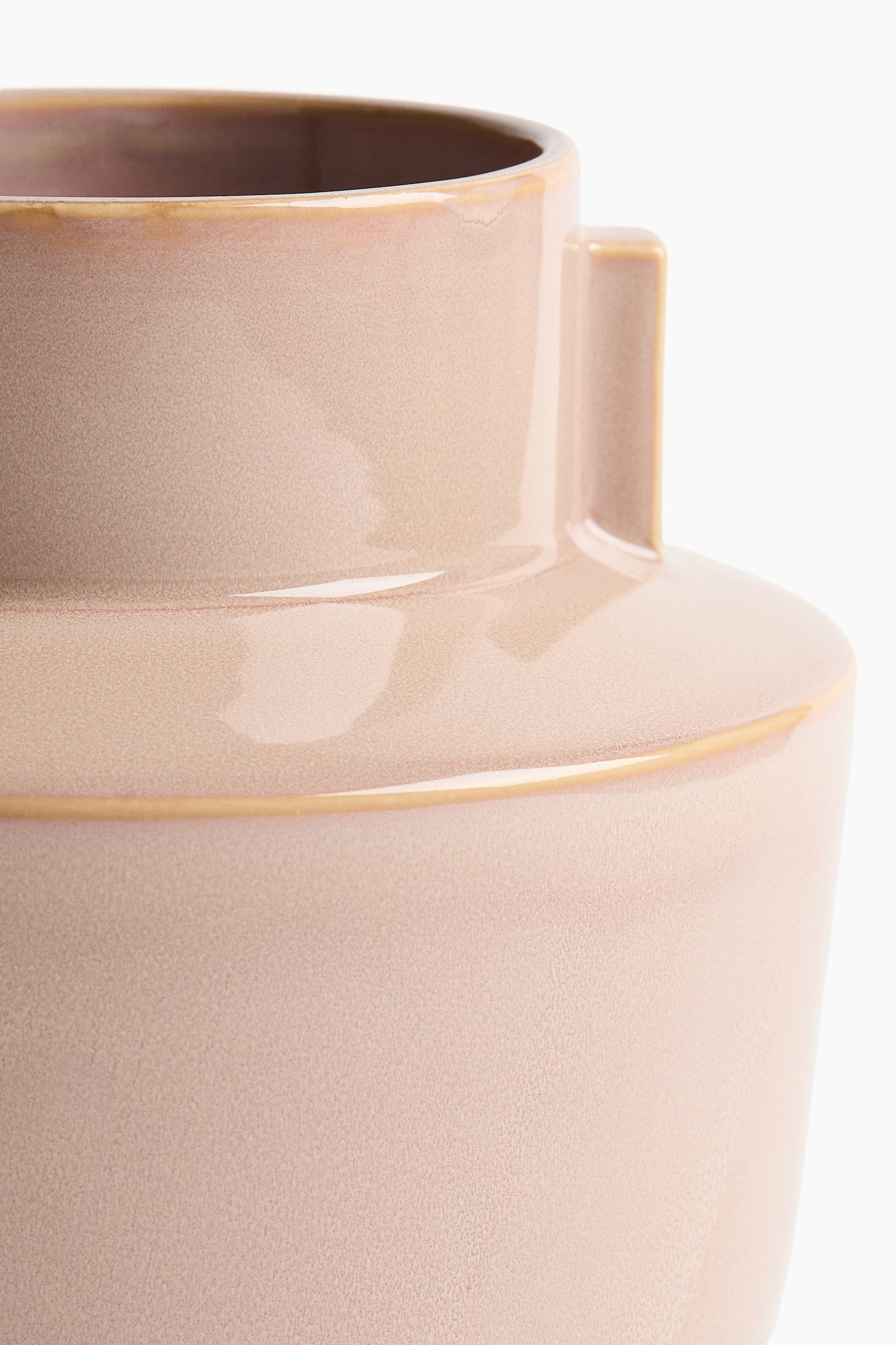Large Reactive-Glaze Stoneware Vase - Light pink/Khaki beige - 3