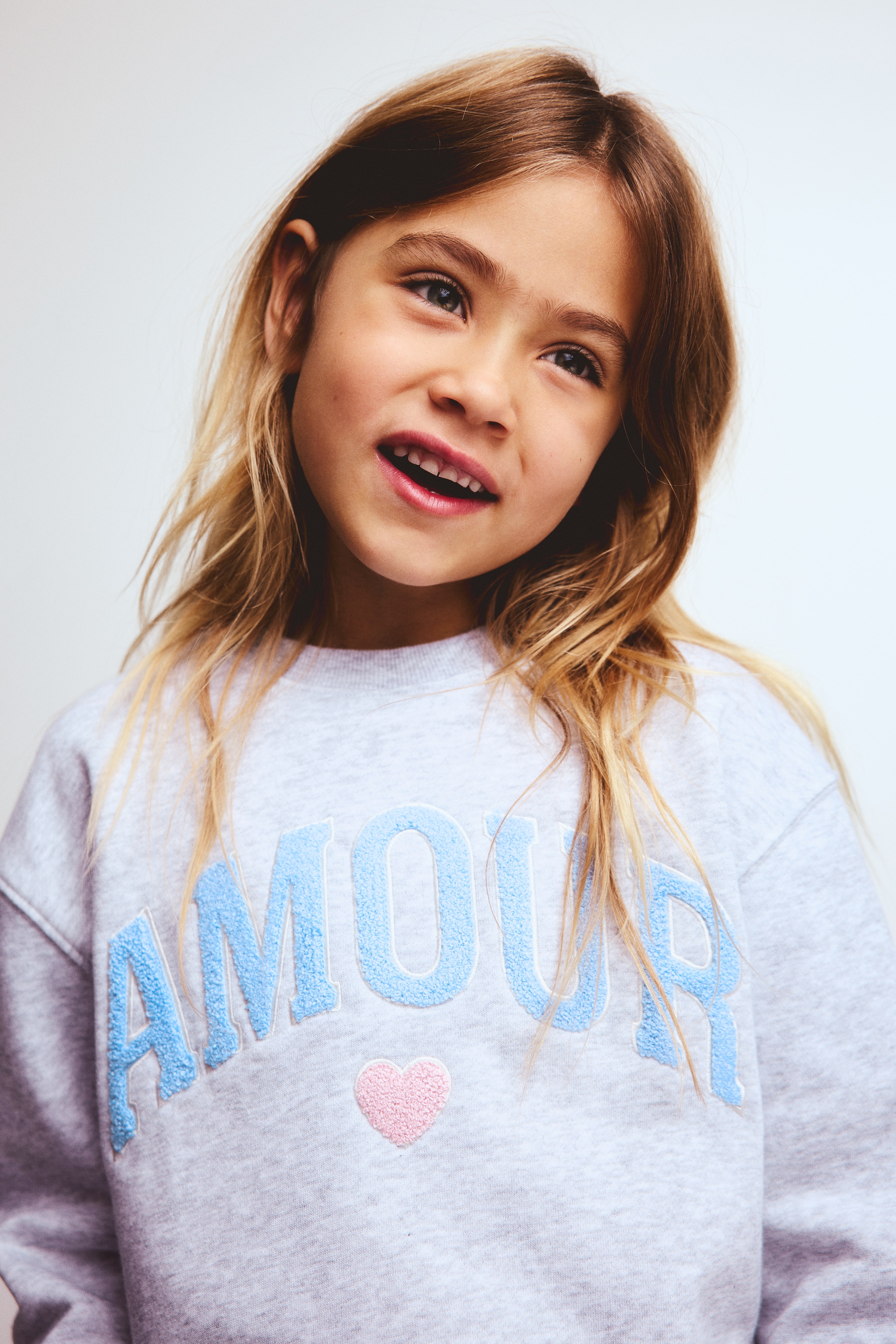 Motif-detail sweatshirt - Light grey marl/Amour/Light pink/Butterflies/Pink/Amour/White/Cherries