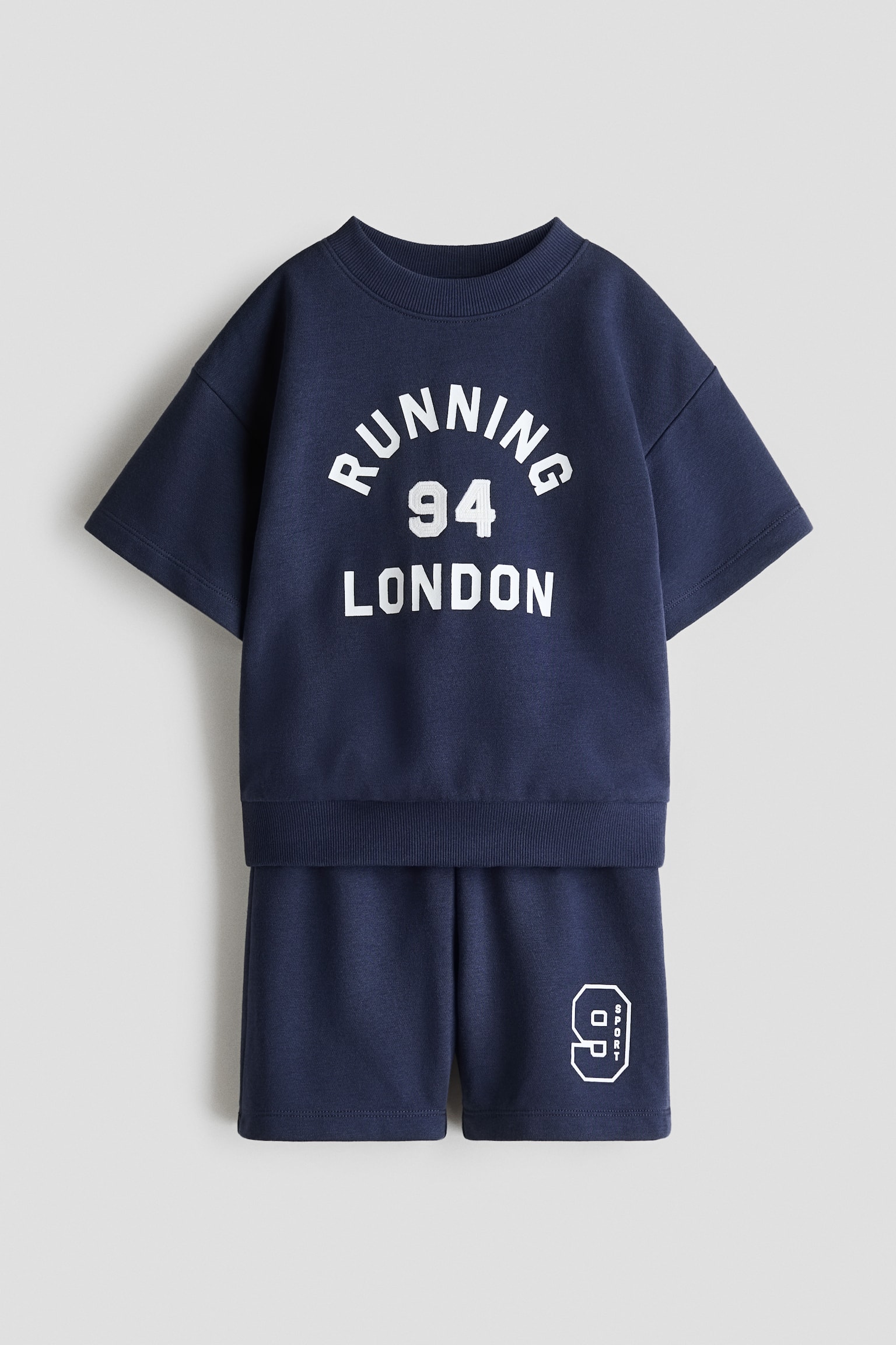 Bộ 2 món vải nỉ in hình - Xanh tím than/Running London/Màu xám nhạt đốm/Khủng long