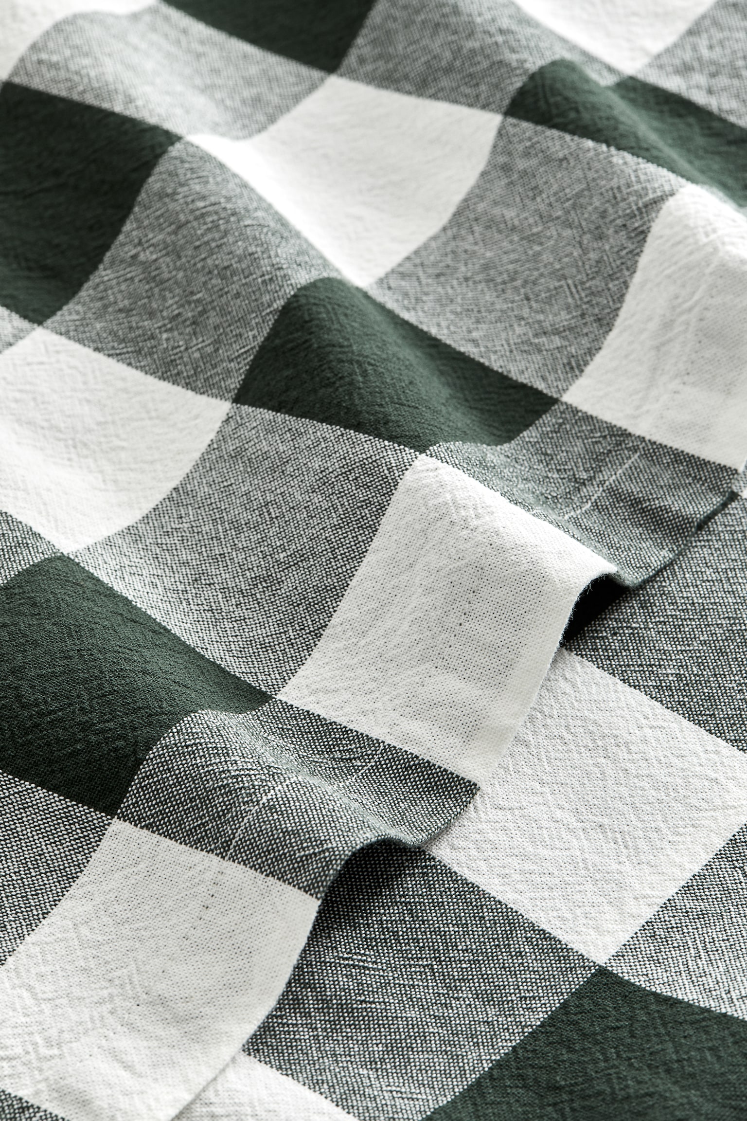 Patterned cotton tablecloth - Dark green/Checked - 2