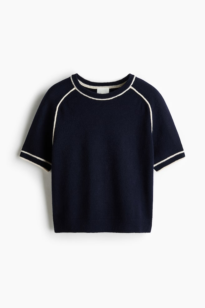 Knit T-Shirt - Navy blue - 1