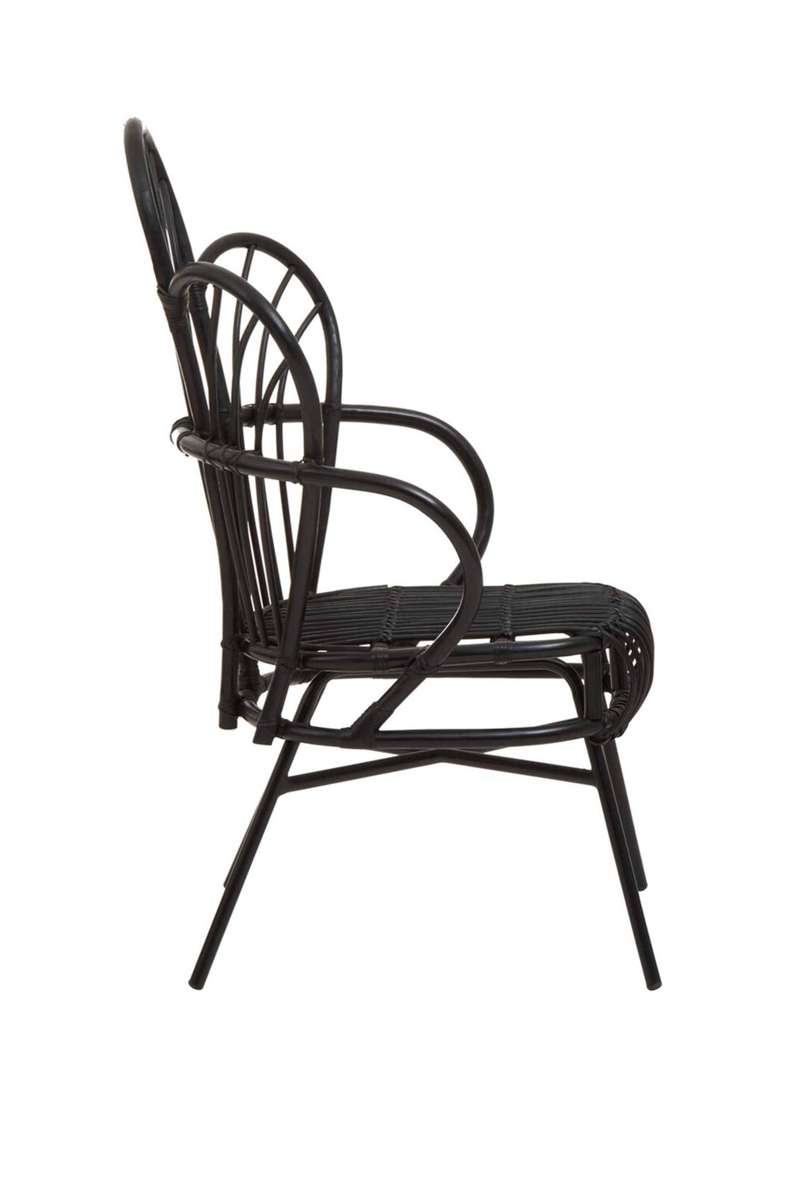 Java Rattan And Metal Scalloped Back Chair - Black - 8