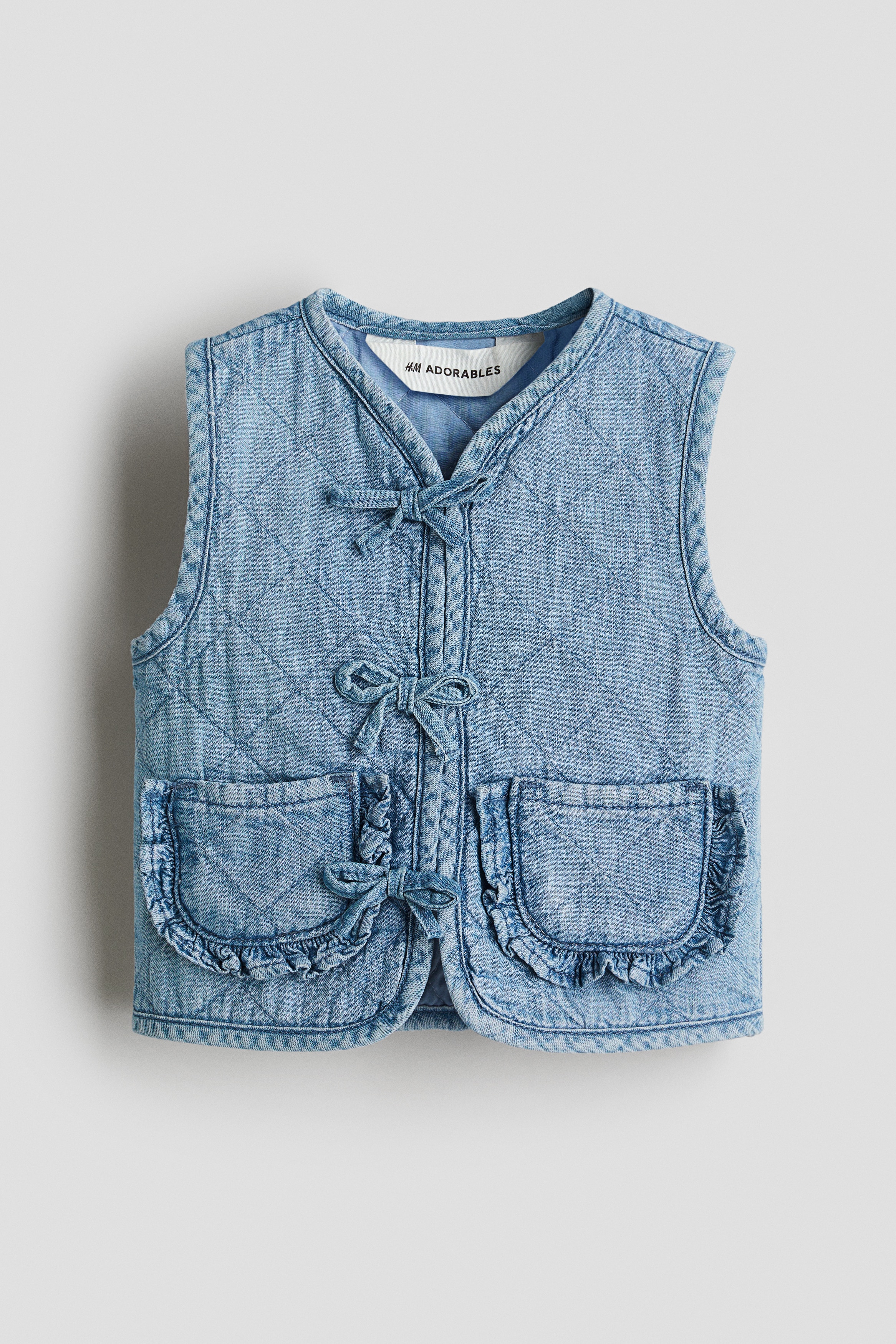 Quiltet vest i denim - Denimblå