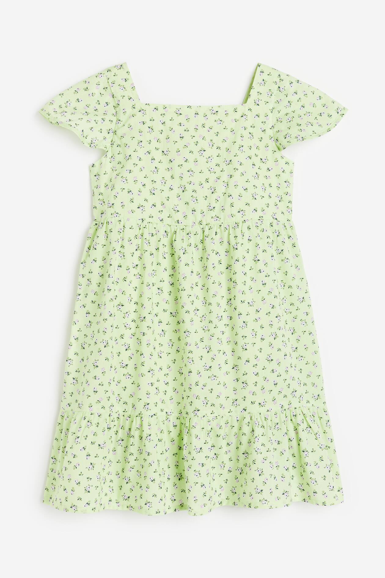 Light green/Floral Tiered dress for kids | H&M