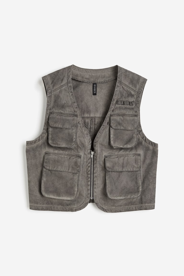 Distressed-look Cargo Vest Dark gray Ladies H&M US