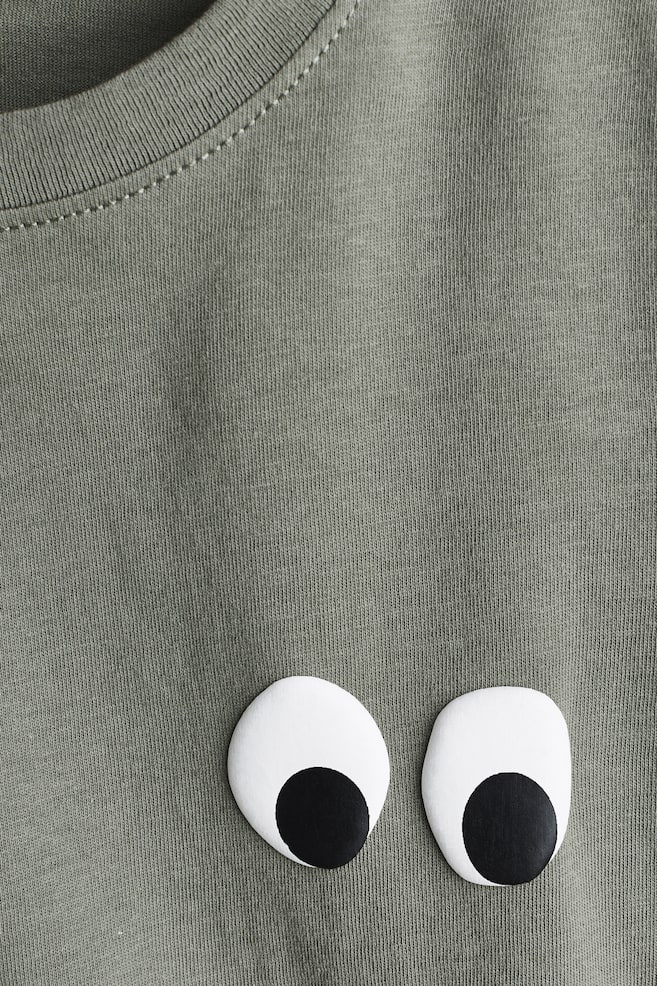Printed T-Shirt-Khaki green/eyes - 2