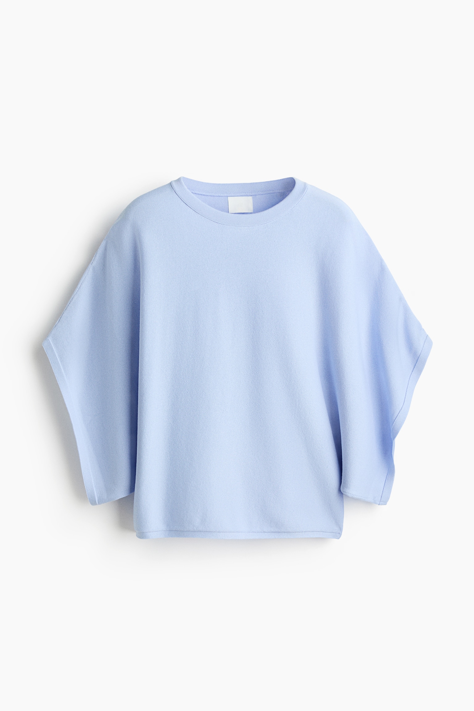 Boxy Fine-Knit Top - Light blue/Burgundy - 1