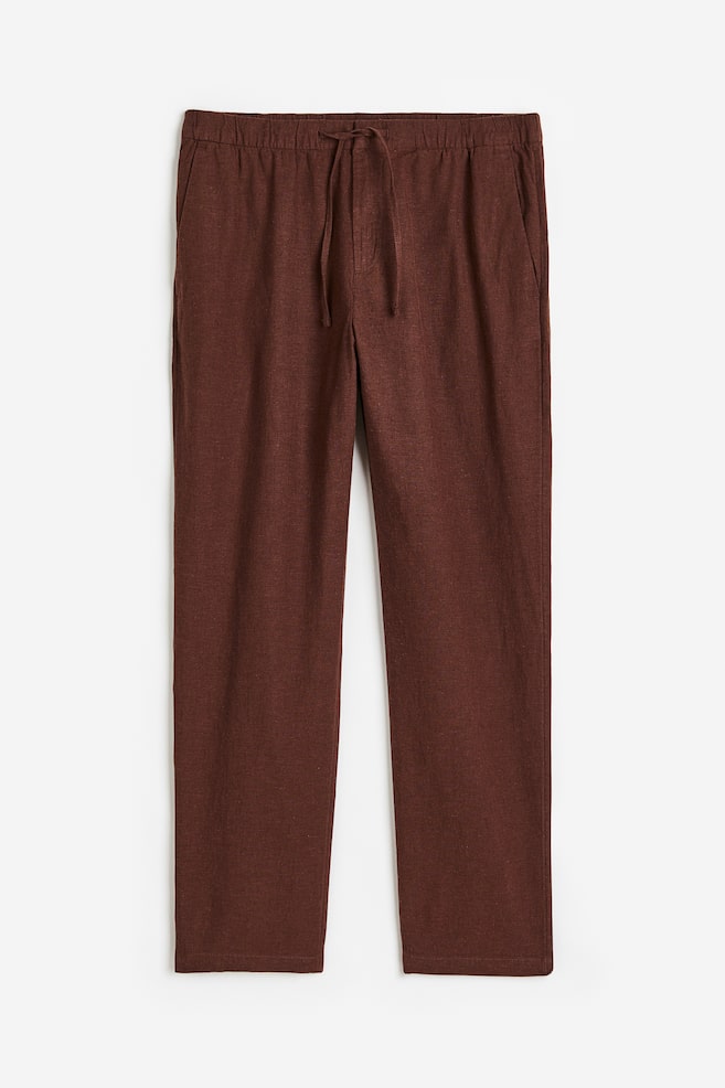 Regular Fit Linen-blend trousers - Brown/Cream/Black/Light beige/Striped/dc/dc/dc - 2