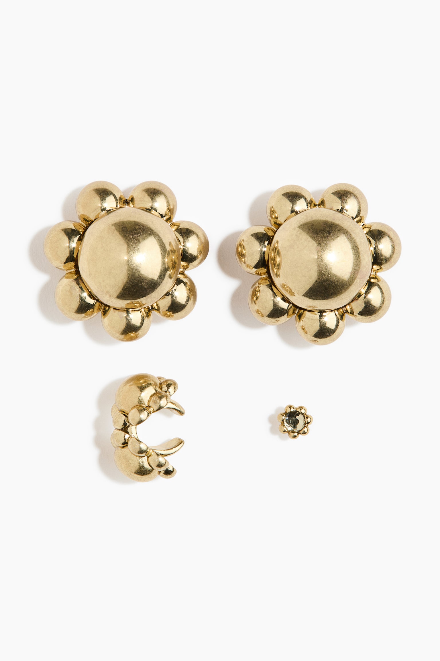 4-piece floral earrings set - Gold-coloured - 2