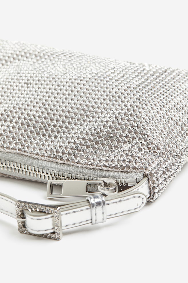 Rhinestone clutch bag - Silver-coloured - 2