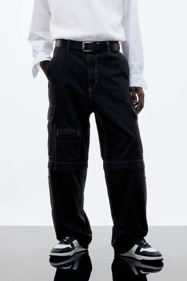 Loose Fit Cargo trousers - Black/Denim blue - 6