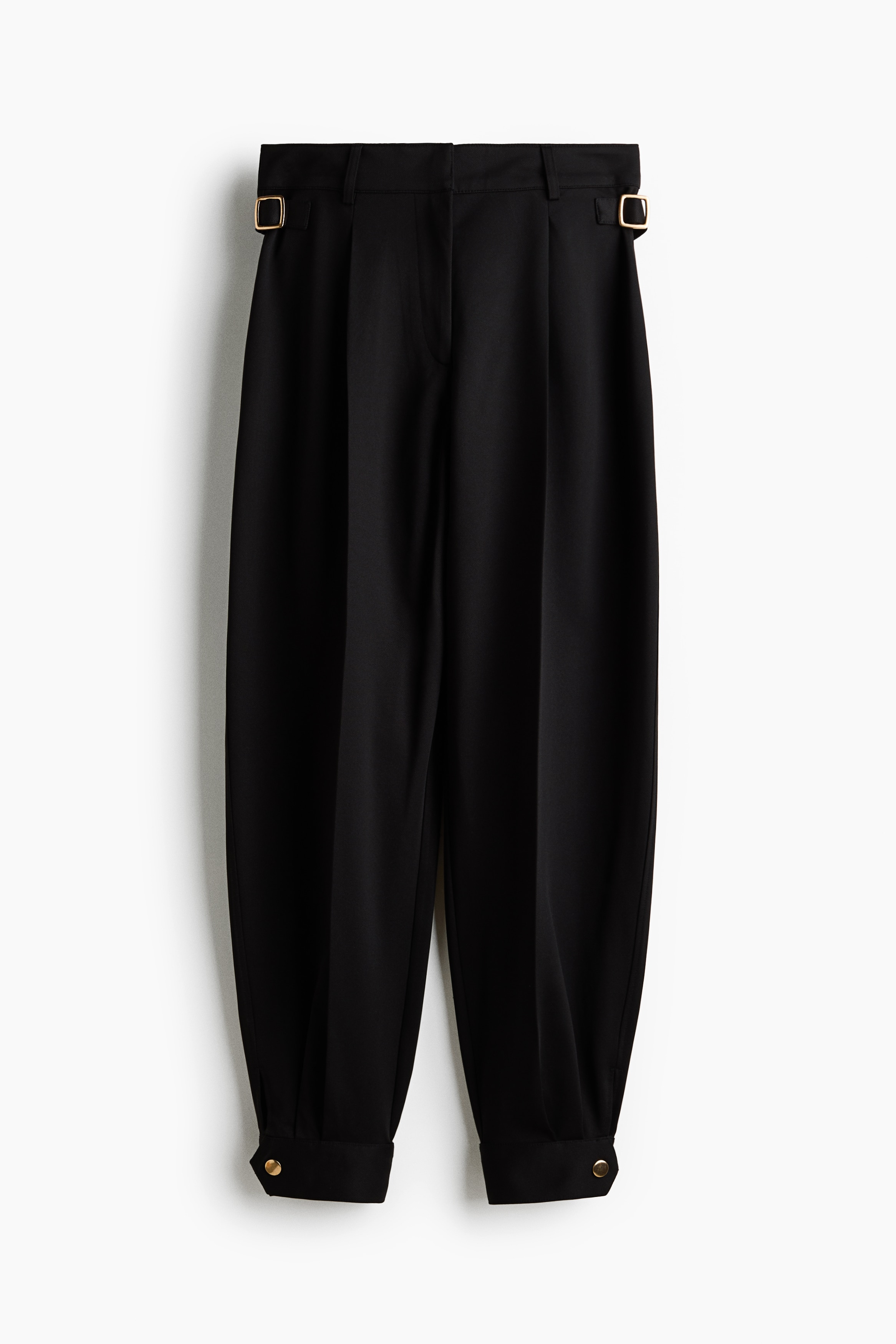 Pantalón con piernas globo y hebilla - Negro/Gris pardo oscuro