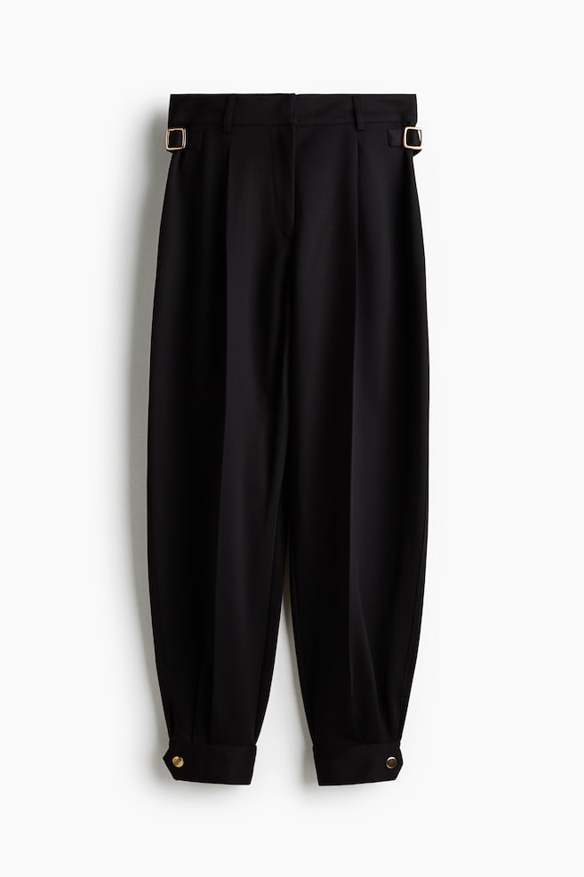 Pantalón con piernas globo y hebilla - Negro/Gris pardo oscuro - 1