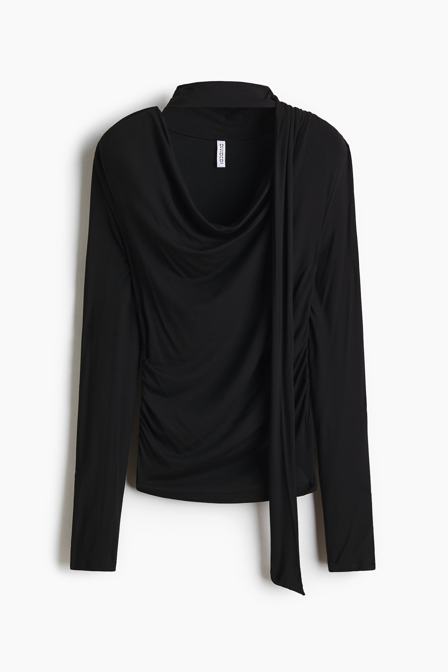 Draped scarf-detail top - Black