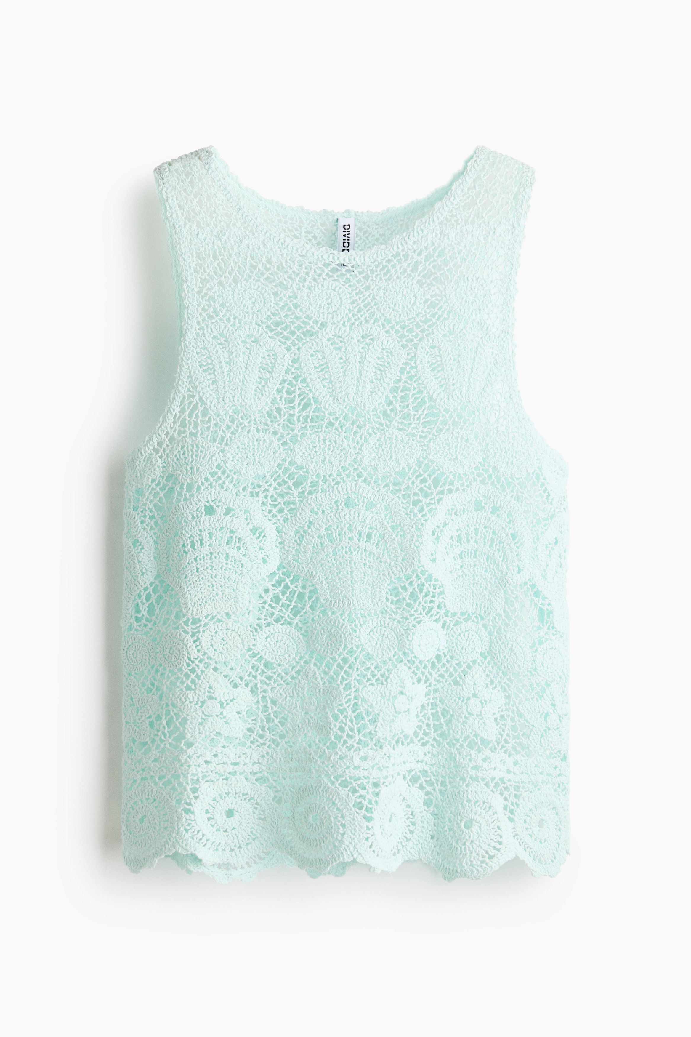 Motif-detail crochet-look top-Light turquoise