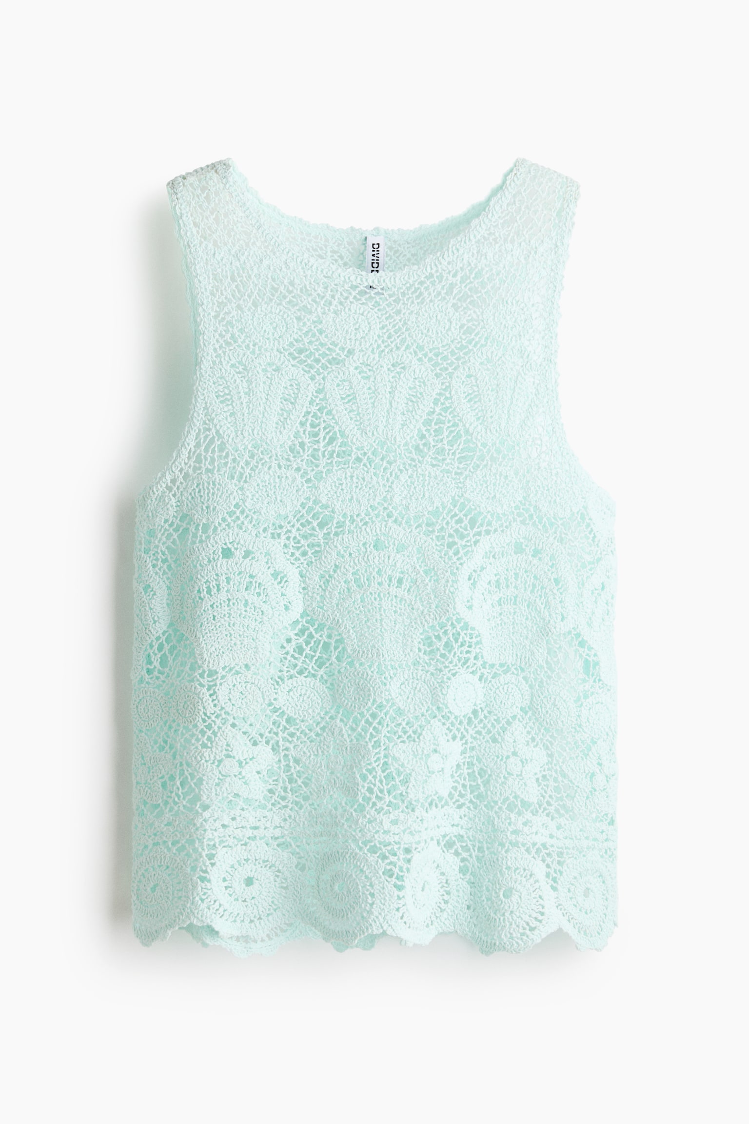 Motif-detail crochet-look top - Light turquoise - 1