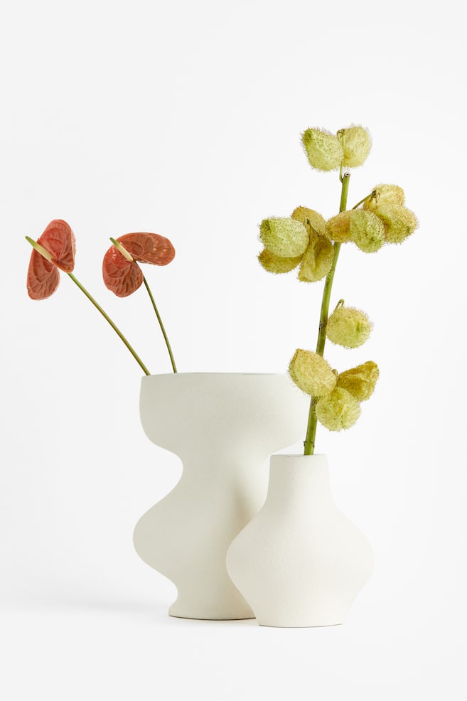 Vase aus Steingut - Weiß - 3