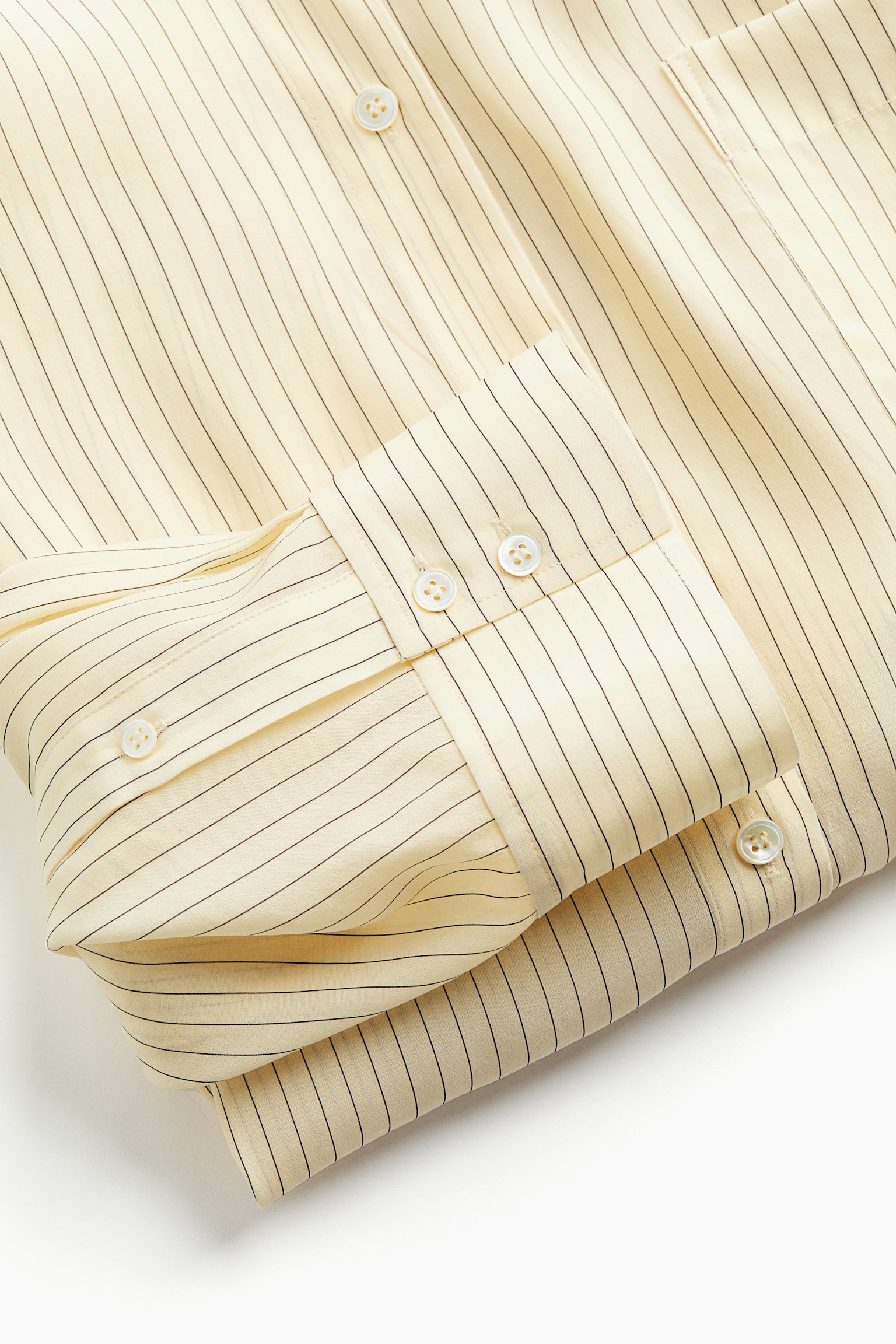 Oversized silk-blend shirt - Light yellow/Pinstriped - 6