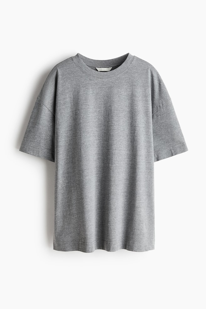 Oversized T-shirt - Gray melange/White/Black/Dark blue/Burgundy/white striped/Light beige/striped - 1