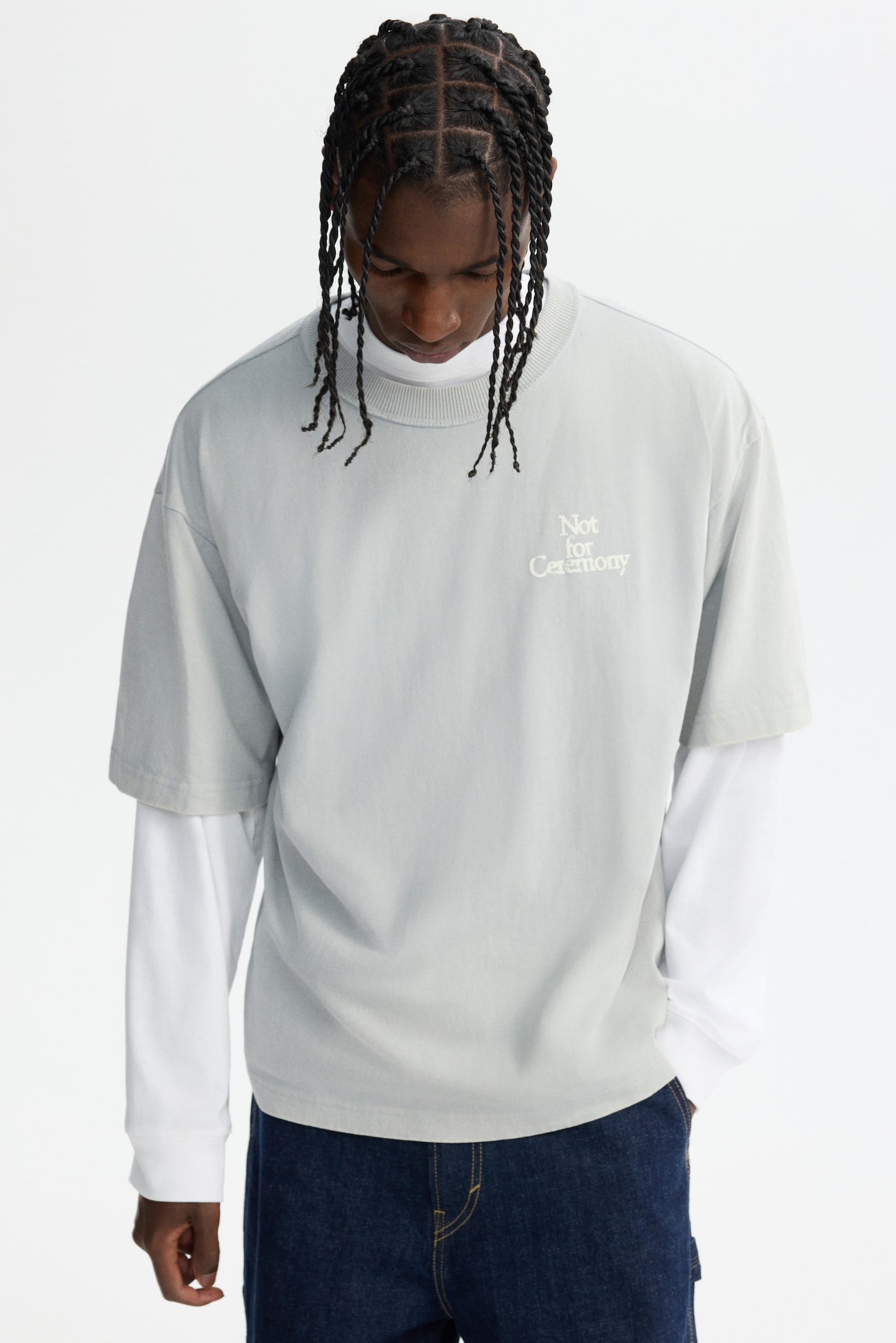 טישירט עם הדפס Loose Fit - אפור בהיר/Not for Ceremony/שחור/Workwear/אפור כהה/Rodeo Sunset/אדום/Sunset - 5