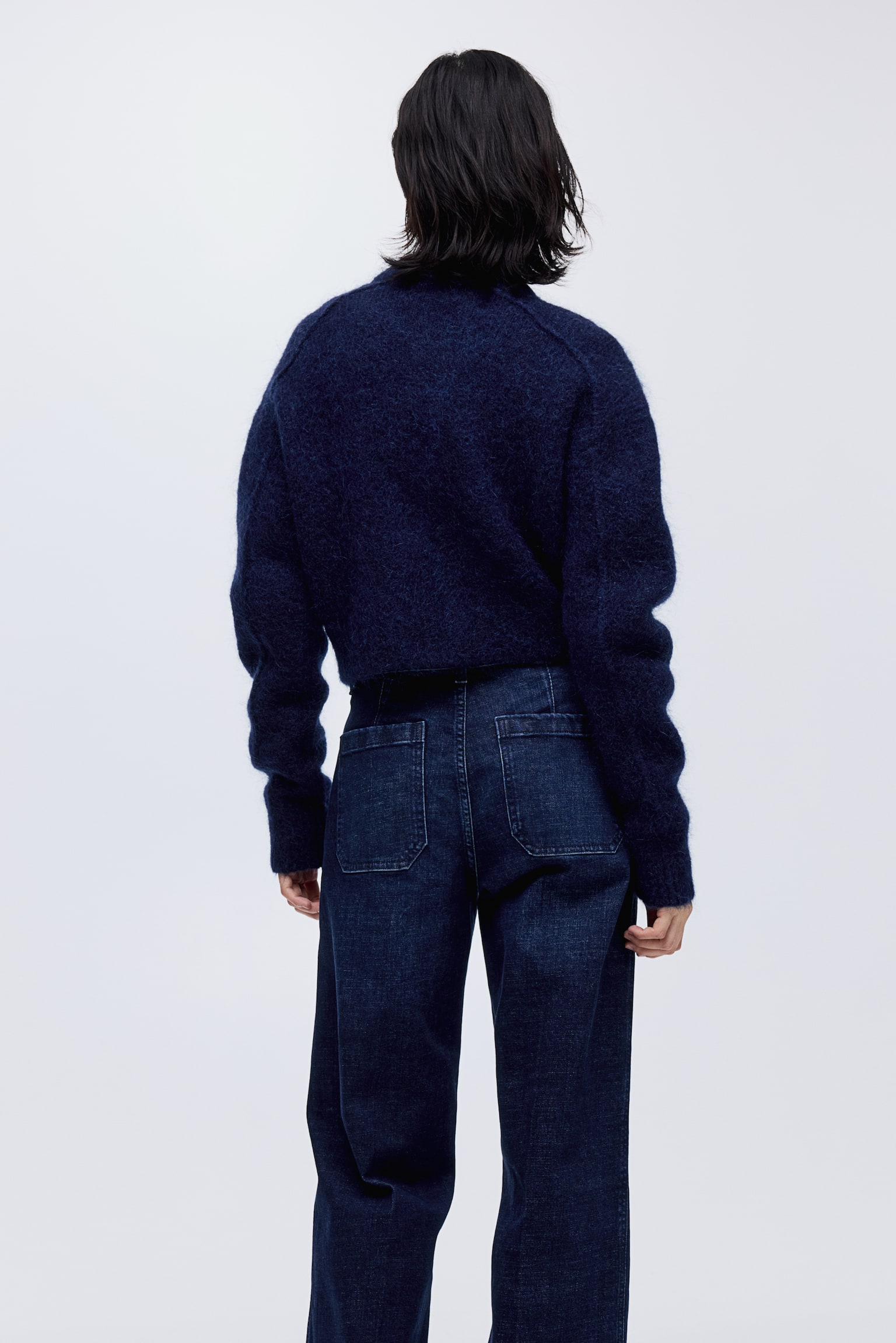 Женские джинсы H&M Wide High, цвет: Тёмный джинсовый синий — фото 4