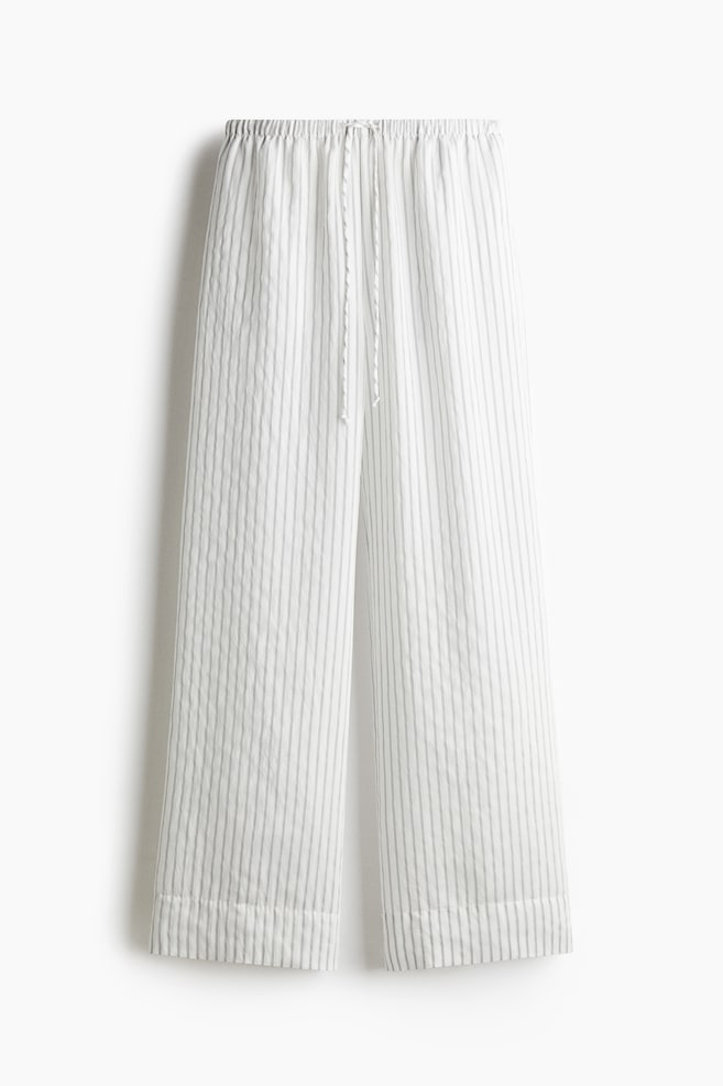 Pantalón amplio con cordón de ajuste - Blanco/Rayas/Negro/Rayas/Beige claro/Estampado paisley - 1