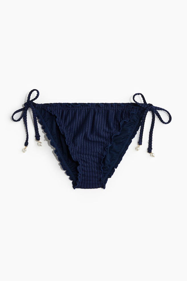 Tie Bikini Bottoms - Navy blue - 1