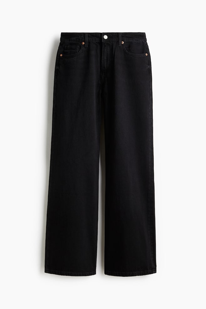 Wide Regular Jeans - Black/Denim blue/Dark denim blue/Burgundy - 1