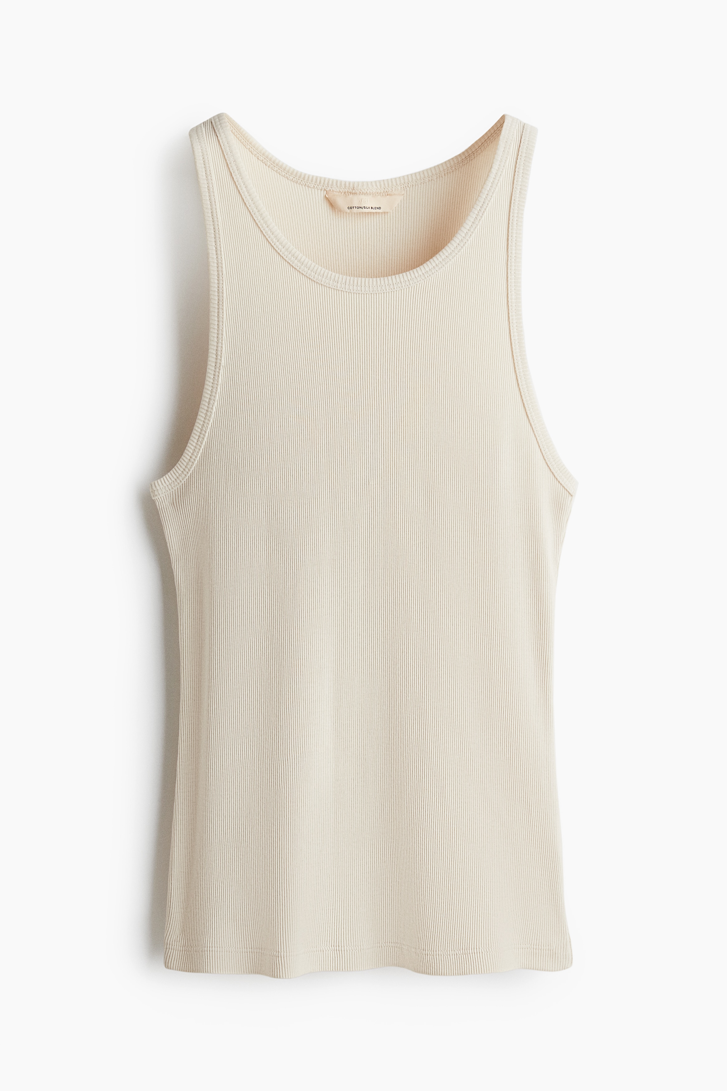 Geribde tanktop van zijdemix - Lichtbeige/Wit/Zwart/Donkergrijs