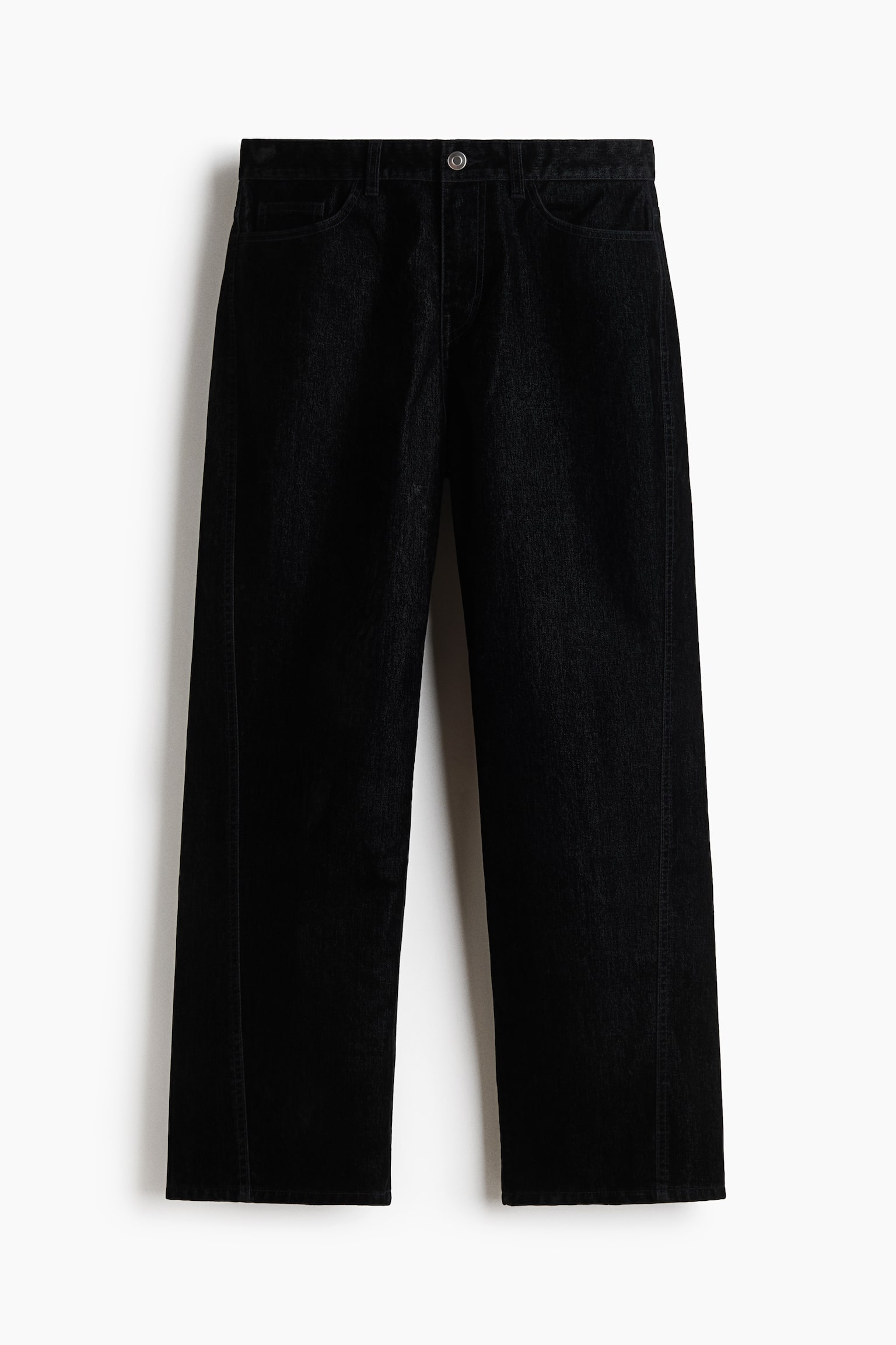 Мужские брюки H&M Relaxed-Fit Flocked Twill, цвет: Чёрный — фото 1