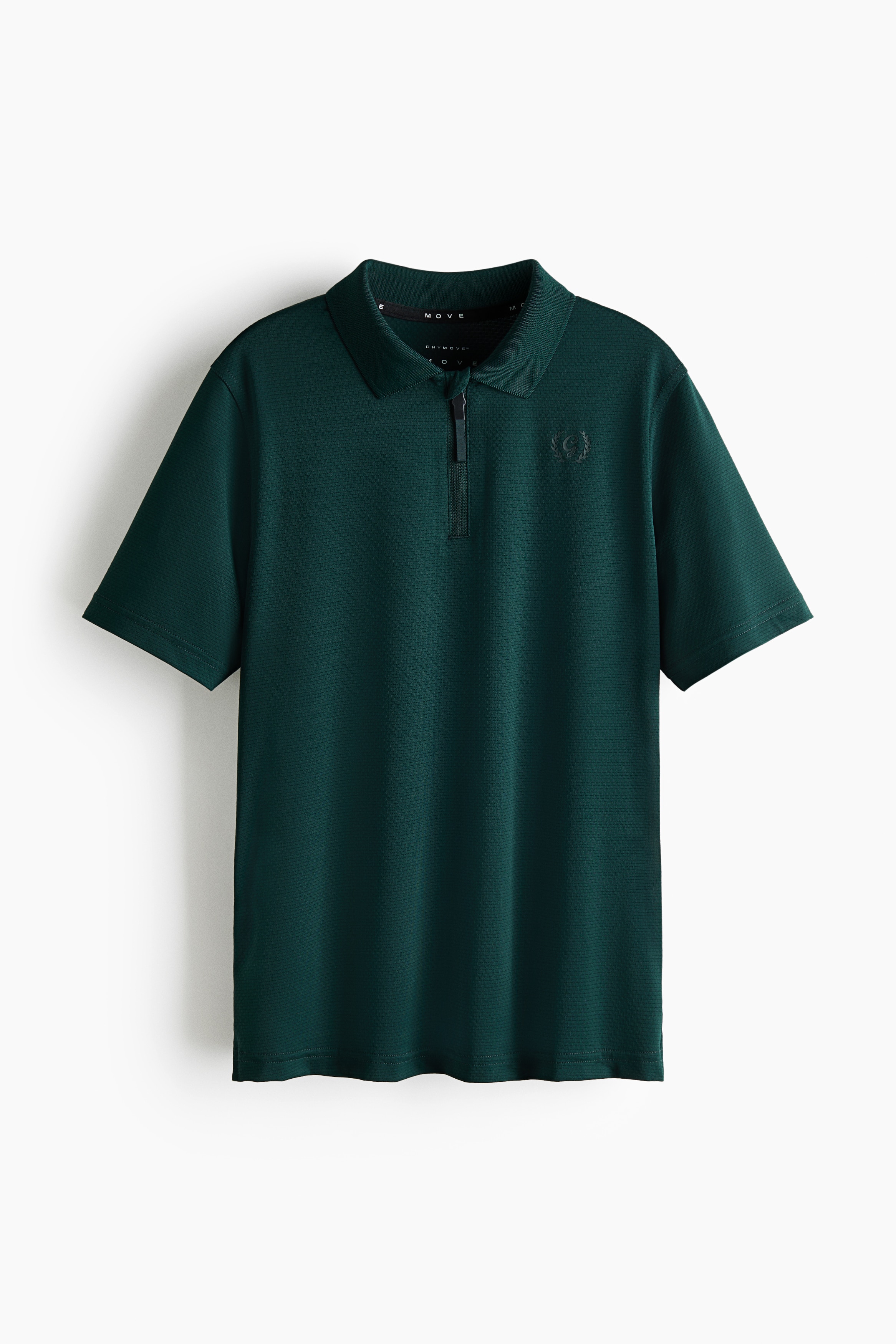 Regular-Fit Half-Zip Sports Polo Shirt - Dark green/White/color-block