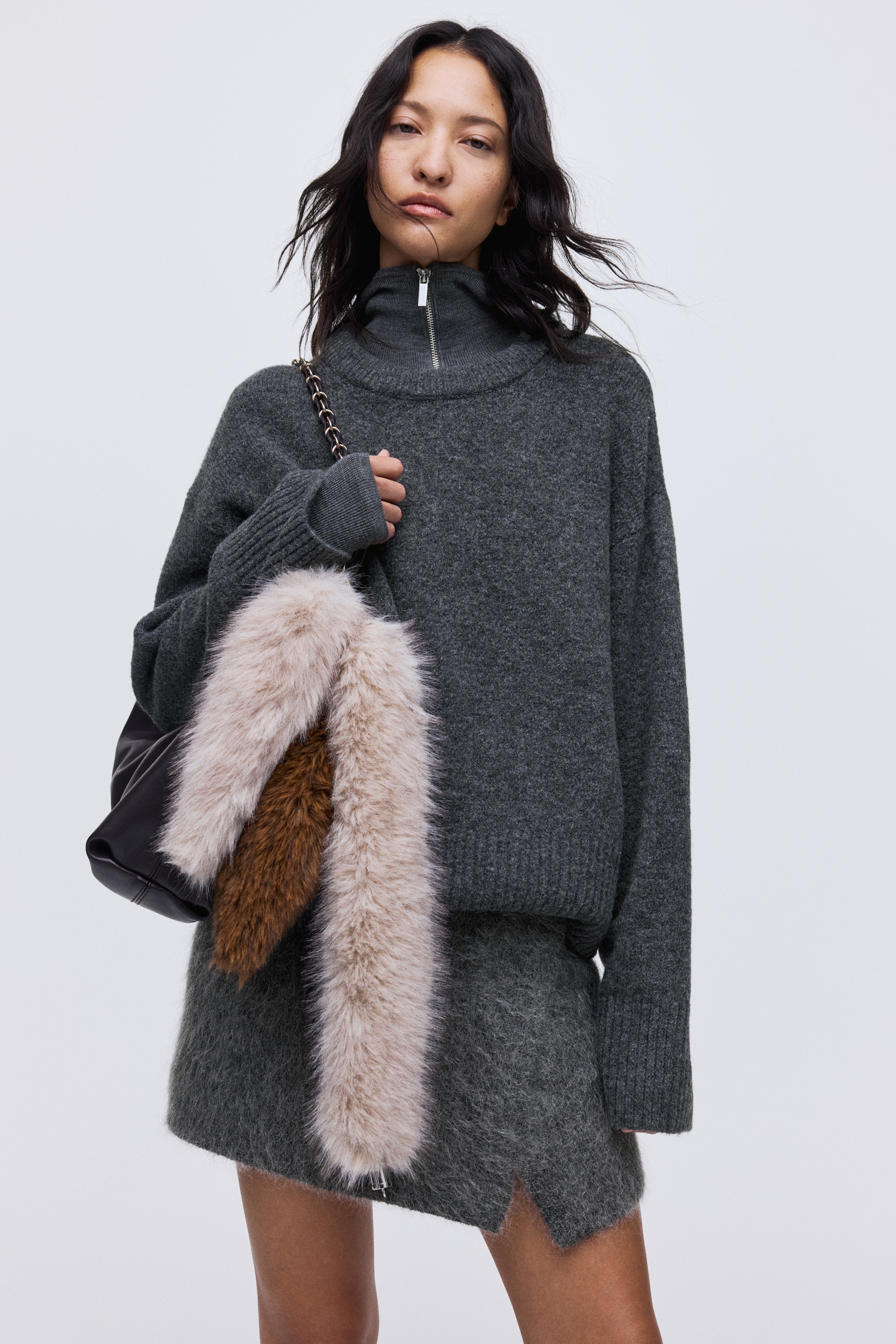 H & M - オーバーサイズセーター - グレー