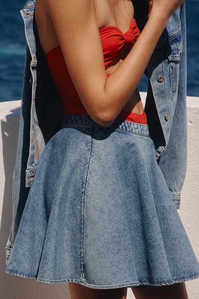 Circle-cut denim skirt - Denim blue - 2
