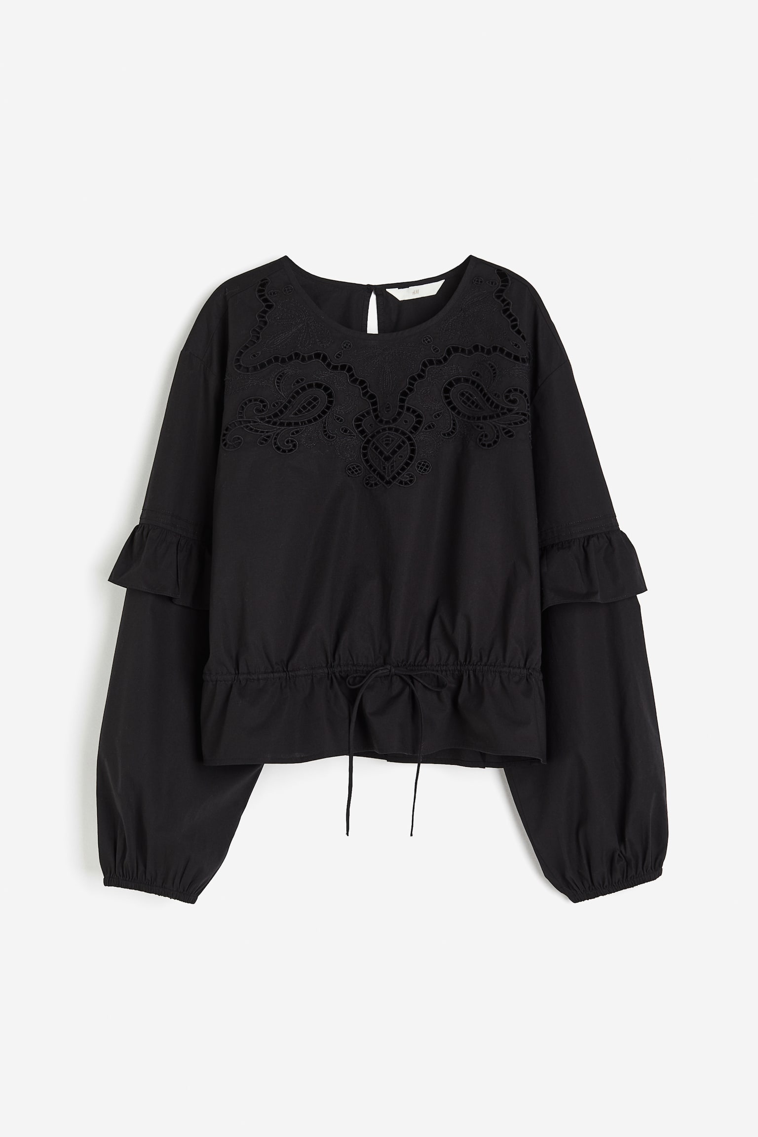 Drawstring-detail blouse - Black - 1