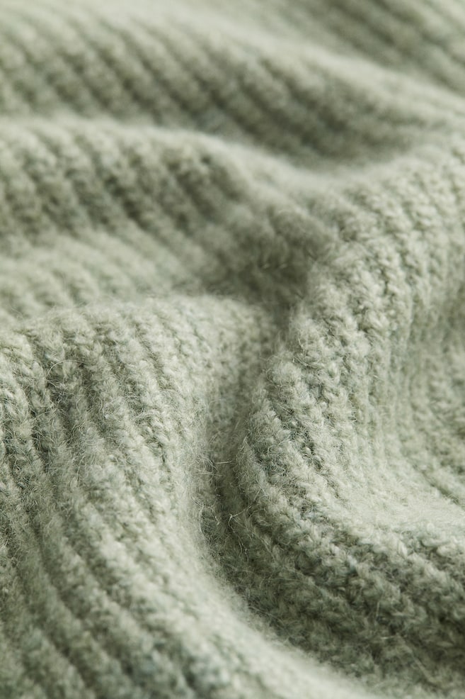 Rib-knit polo-neck jumper - Sage green/Grey marl/Light beige - 4