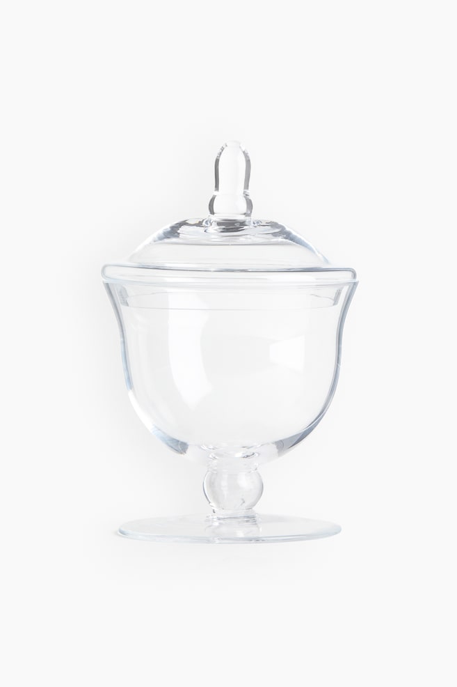 Footed Glass Jar - Transparent - 1