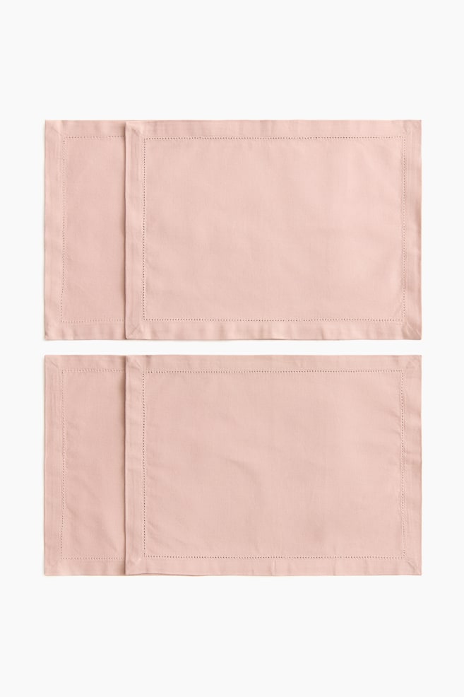 4-pack cotton place mats - Light pink/Dusty blue/White/Light beige - 1
