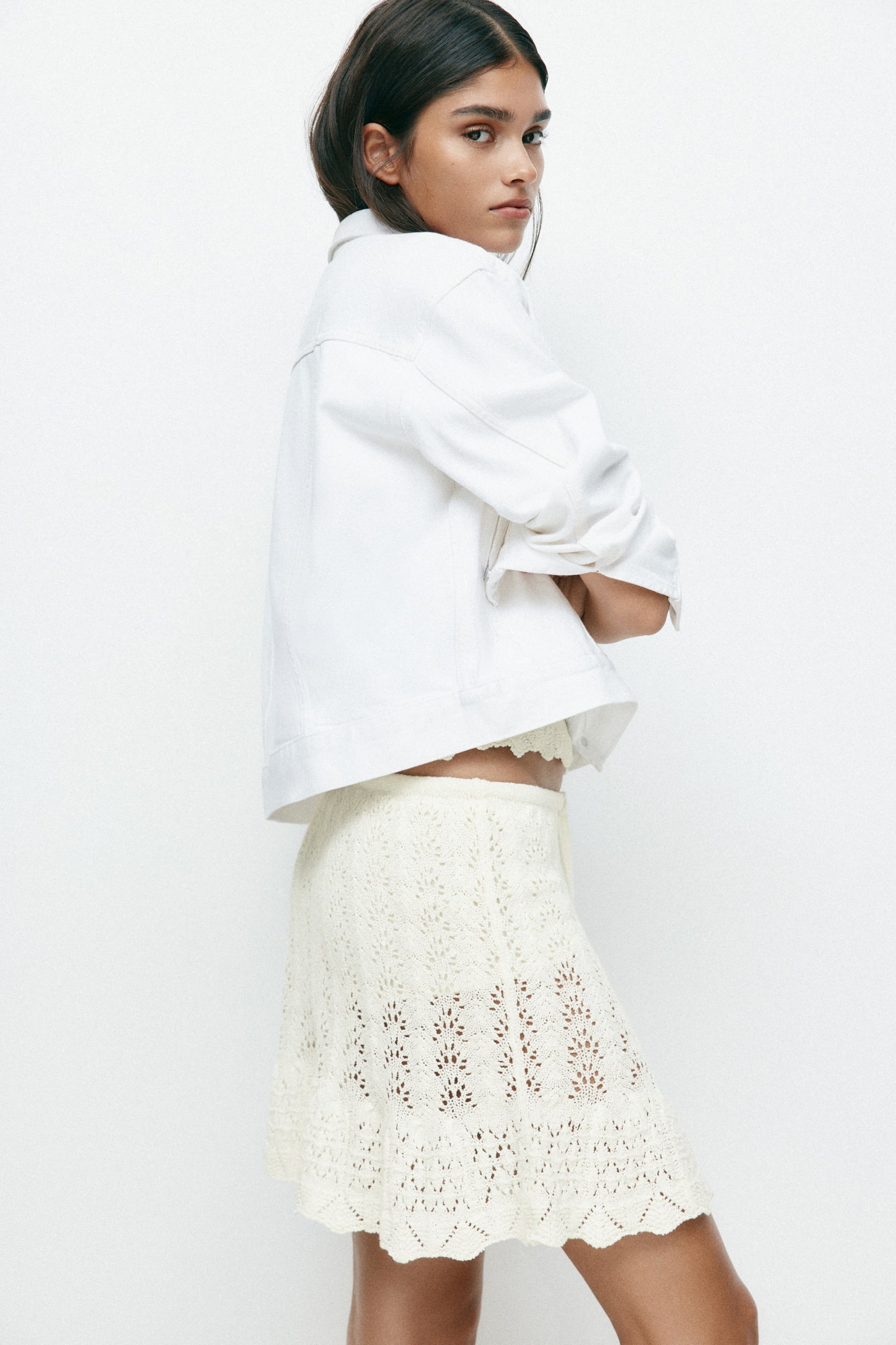 Pointelle-knit skirt - White - 6